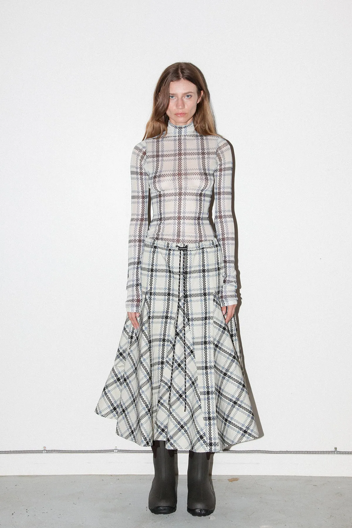 Plaid Peak Skirt in Ecru Plaid sold by KkCo