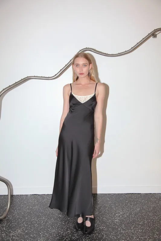 Studio 114 Satin & Lace Slip in Black sold by KkCo