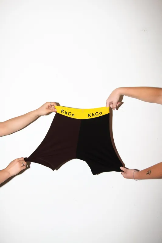 Mixed Cycle Short in Chocolate & Black sold by KkCo