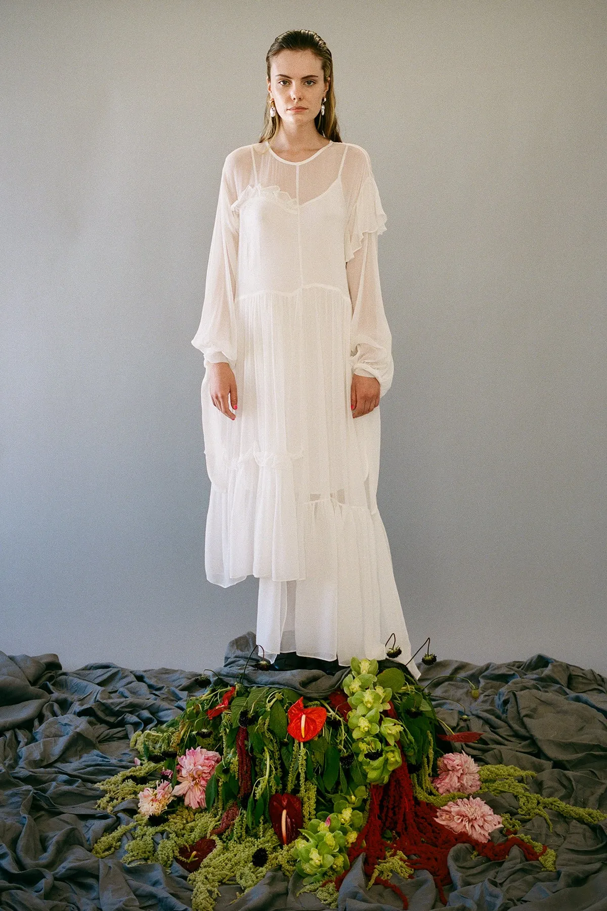Nine Twenty-Seven Dress in Salt Silk Yoryu sold by KkCo