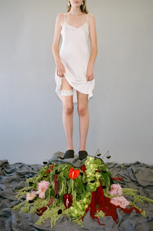 Garter in Black & White Dot Organza made by KkCo