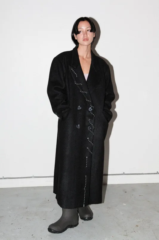 Loop Cord Moss Coat in Onyx made by KkCo