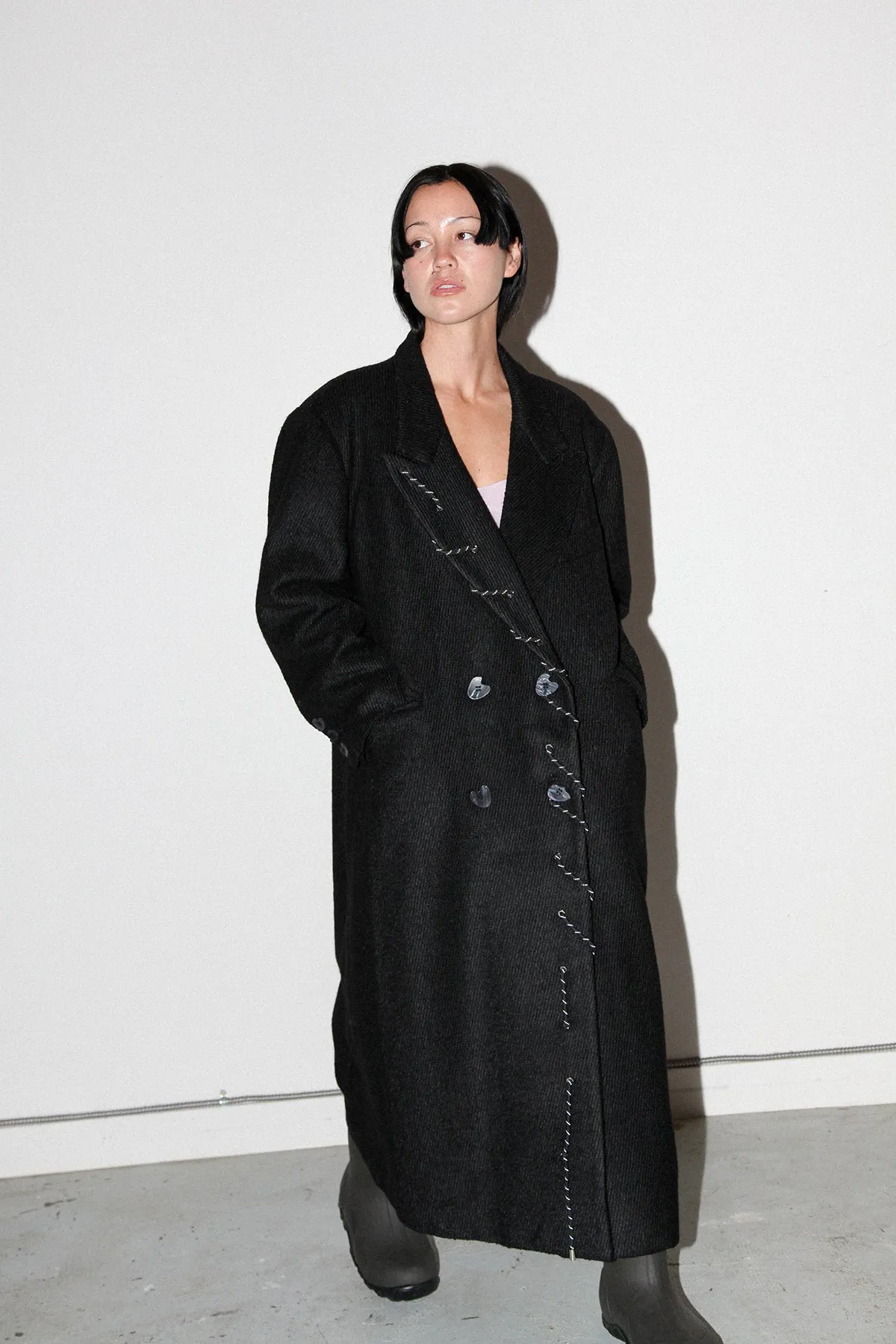 Loop Cord Moss Coat in Onyx sold by KkCo product image thumbnail 3