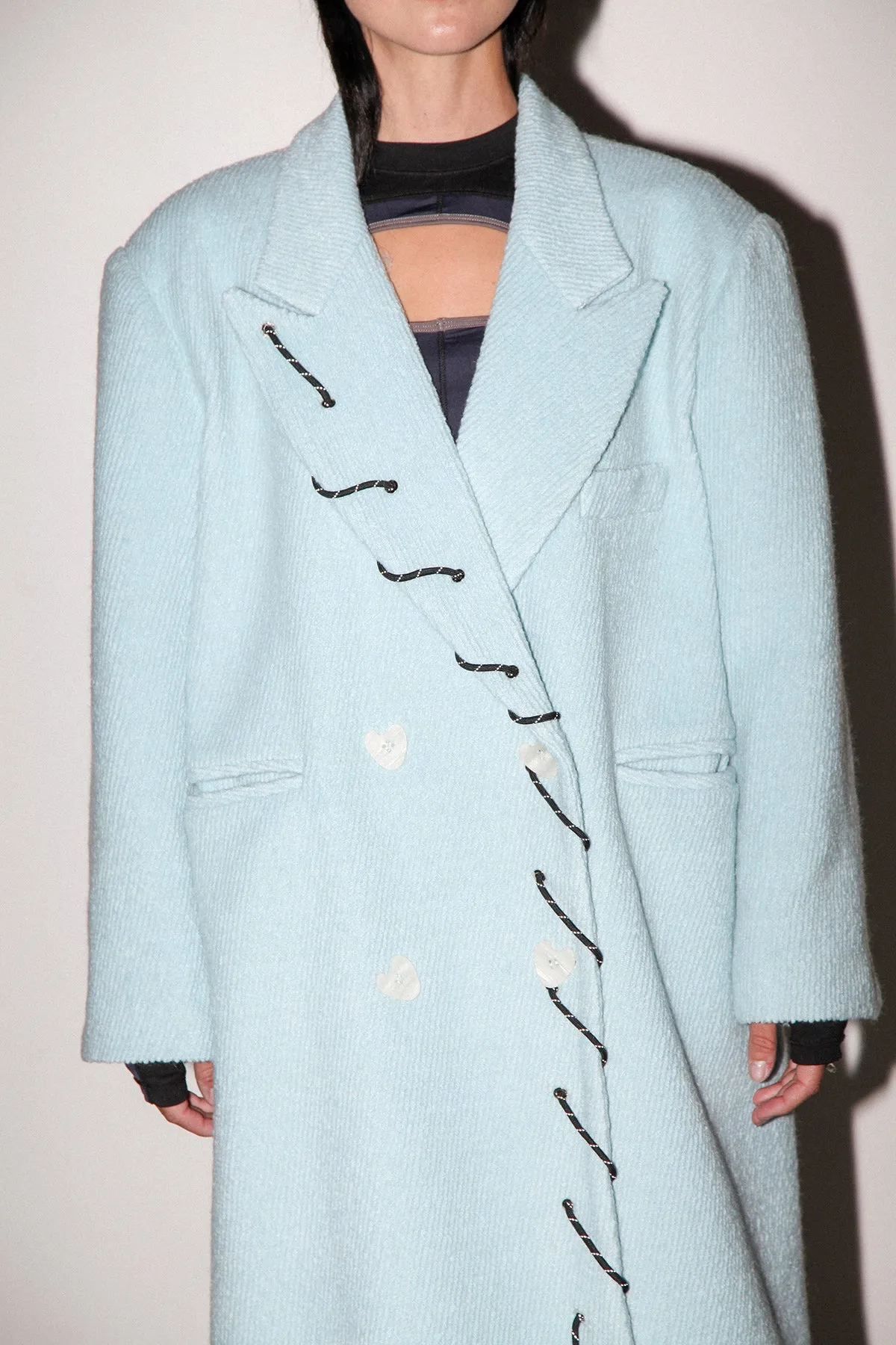 Loop Cord Moss Coat in Sky sold by KkCo product image thumbnail 3