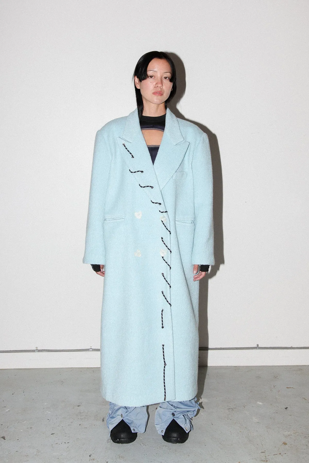Loop Cord Moss Coat in Sky sold by KkCo product image thumbnail 2