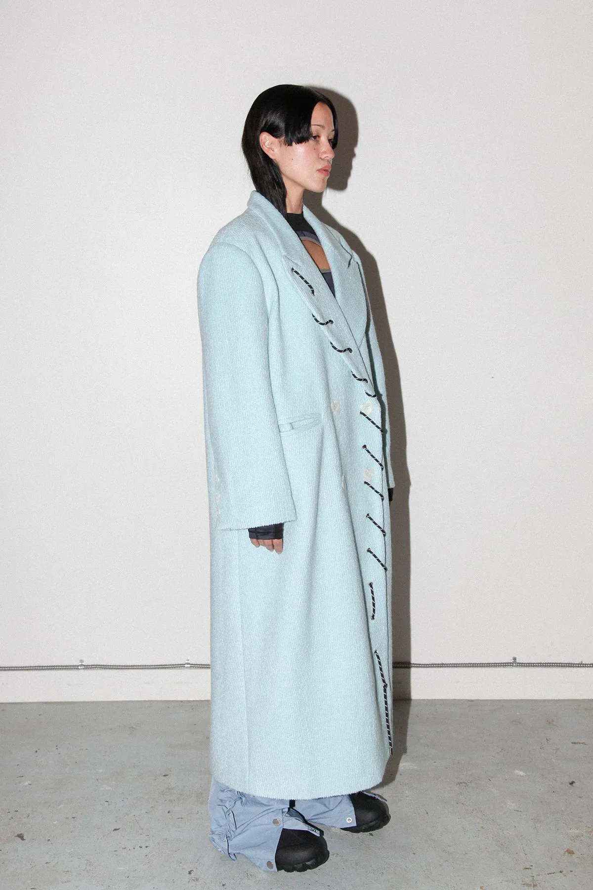 Loop Cord Moss Coat in Sky sold by KkCo product image thumbnail 4