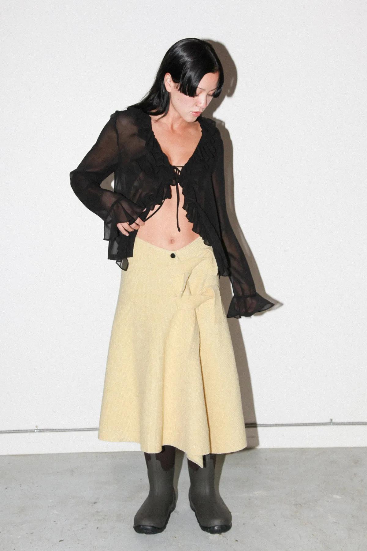 Slope Wrap Skirt in Butter sold by KkCo