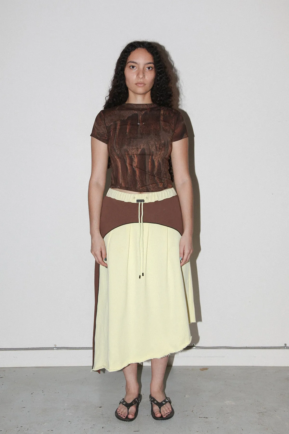 Organic Pleat Skirt in Lemon sold by KkCo