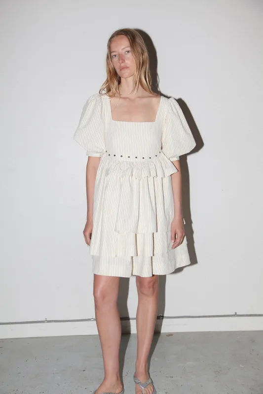Rivet Cascade Dress in Striped Natural made by KkCo