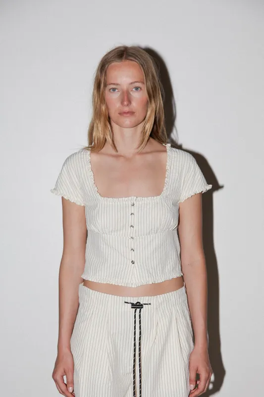 Meadow Top in Striped Natural made by KkCo