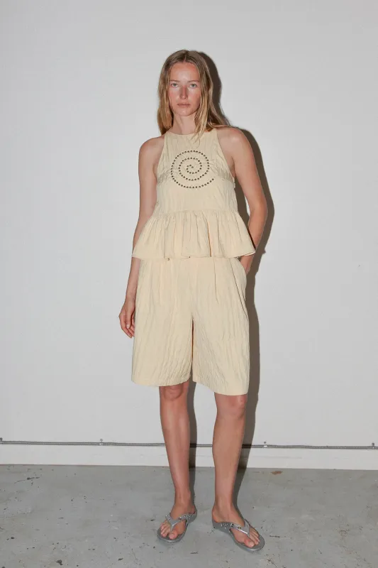 Rivet Trouser Short in Butter made by KkCo