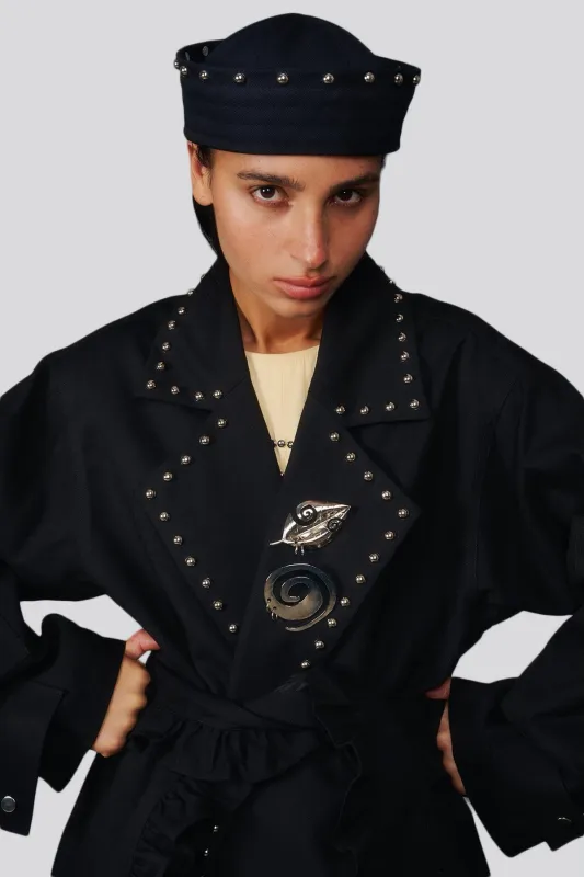 KkCo & Clyde Rivet Sailor Hat in Onyx made by KkCo