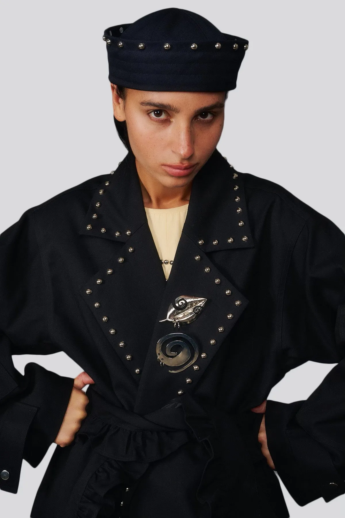 KkCo & Clyde Rivet Sailor Hat in Onyx sold by KkCo