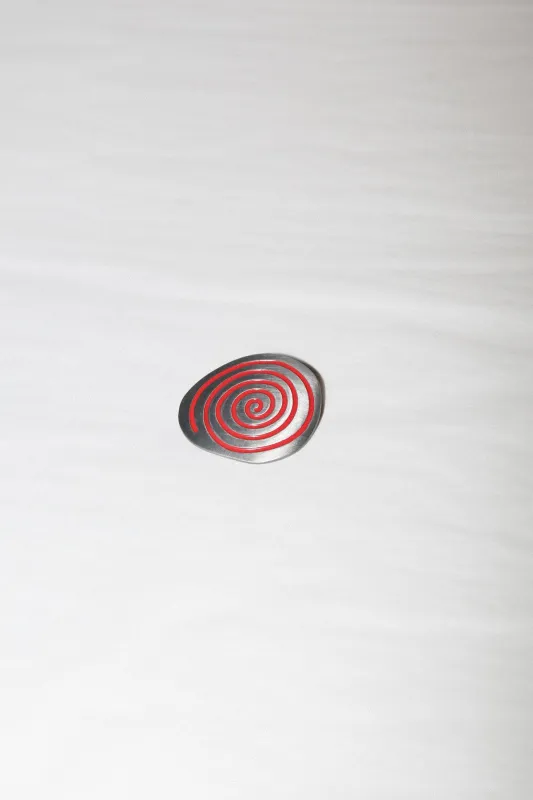 Spiral Rock Brooch in Silver / Red made by KkCo