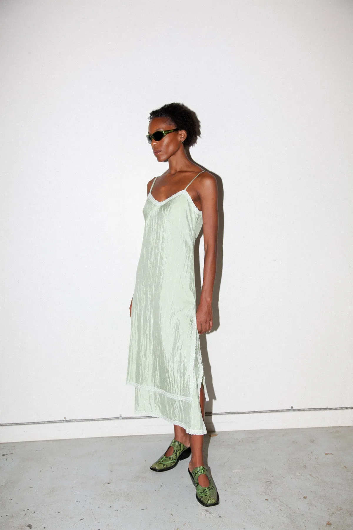 Earthen Slip Dress in Lichen sold by KkCo