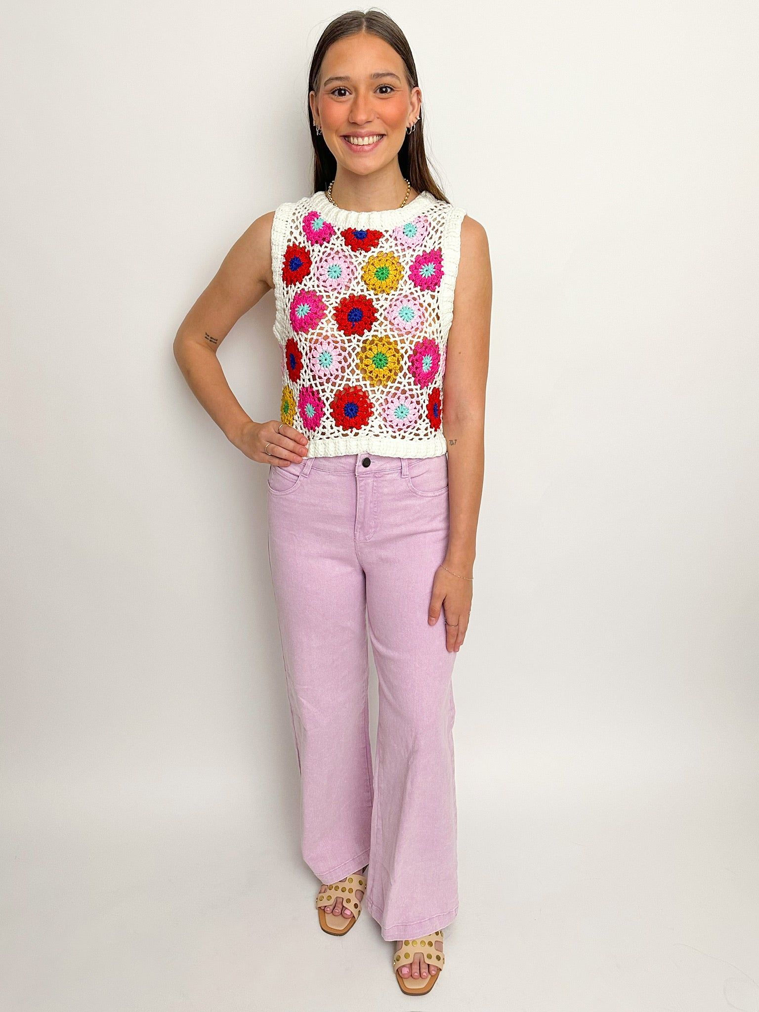 Lakeside Multicolor Crochet Tank sold by Mimosa