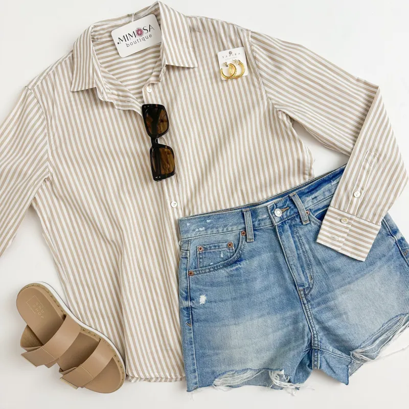 Sammy Striped Button Up Blouse sold by Mimosa