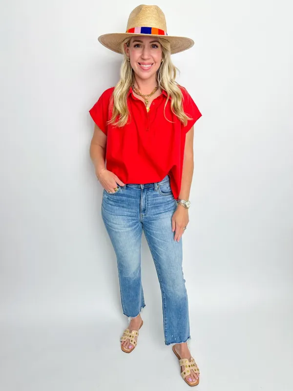 Cherry Poplin Button Up sold by Mimosa