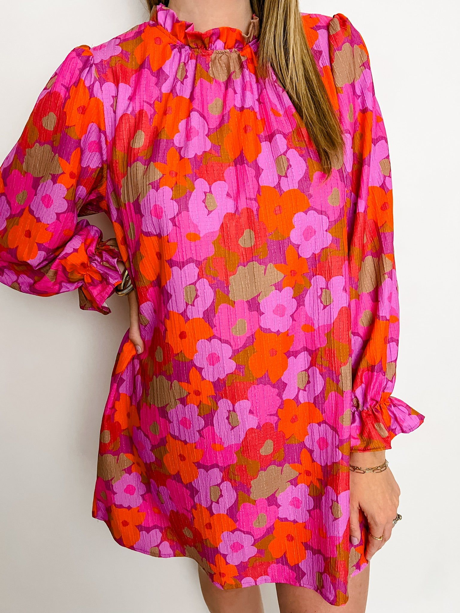 Frisky Floral Mock Neck Mini Dress sold by Mimosa product image thumbnail 2