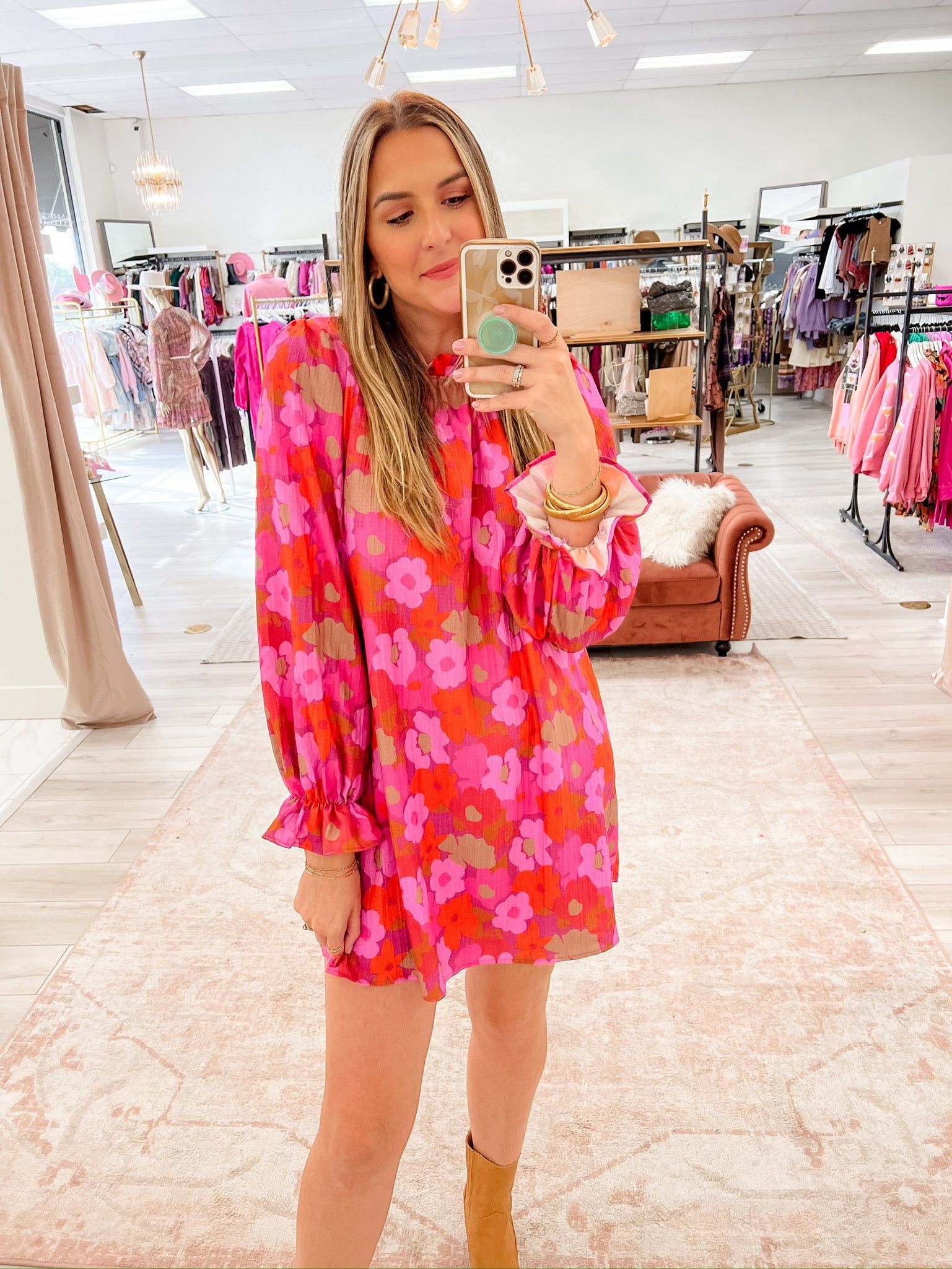 Frisky Floral Mock Neck Mini Dress sold by Mimosa product image thumbnail 3