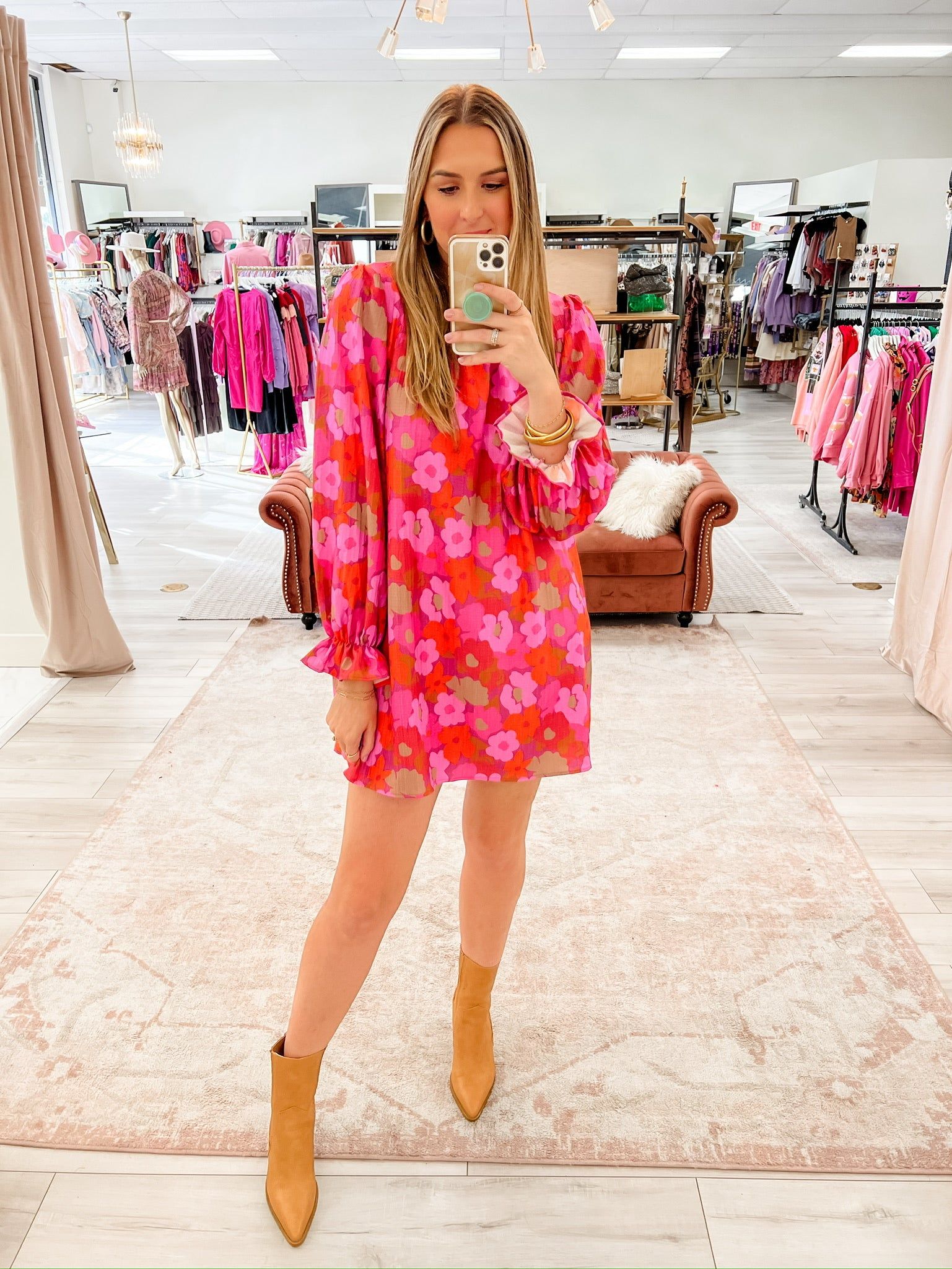 Frisky Floral Mock Neck Mini Dress sold by Mimosa product image thumbnail 4