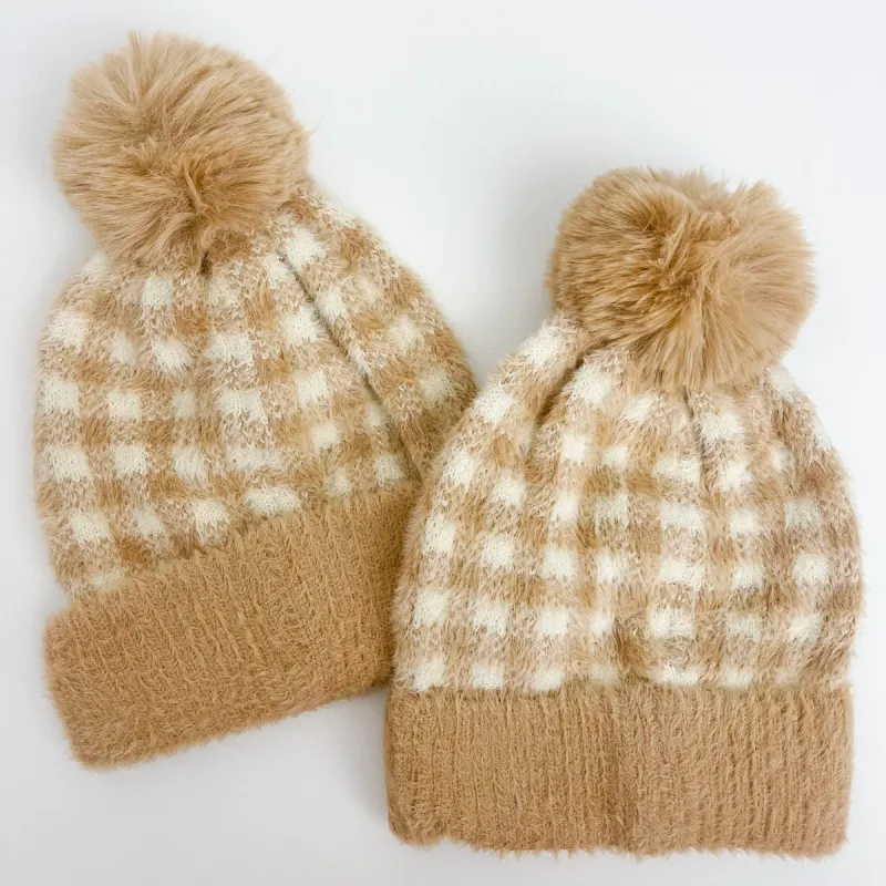 Fuzzy Plaid Beanie sold by Mimosa