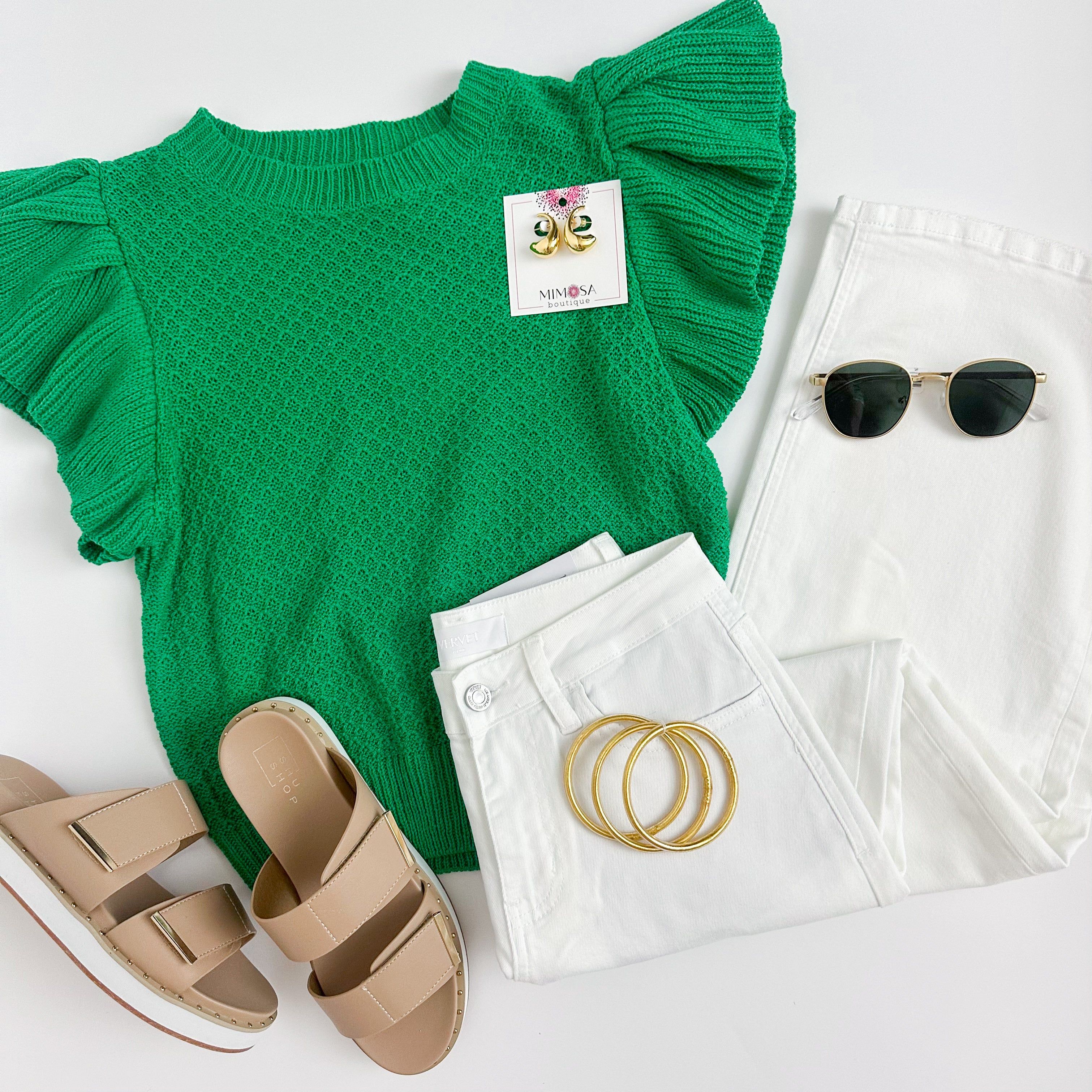 Wear Happy Ruffle Sleeve Sweater sold by Mimosa