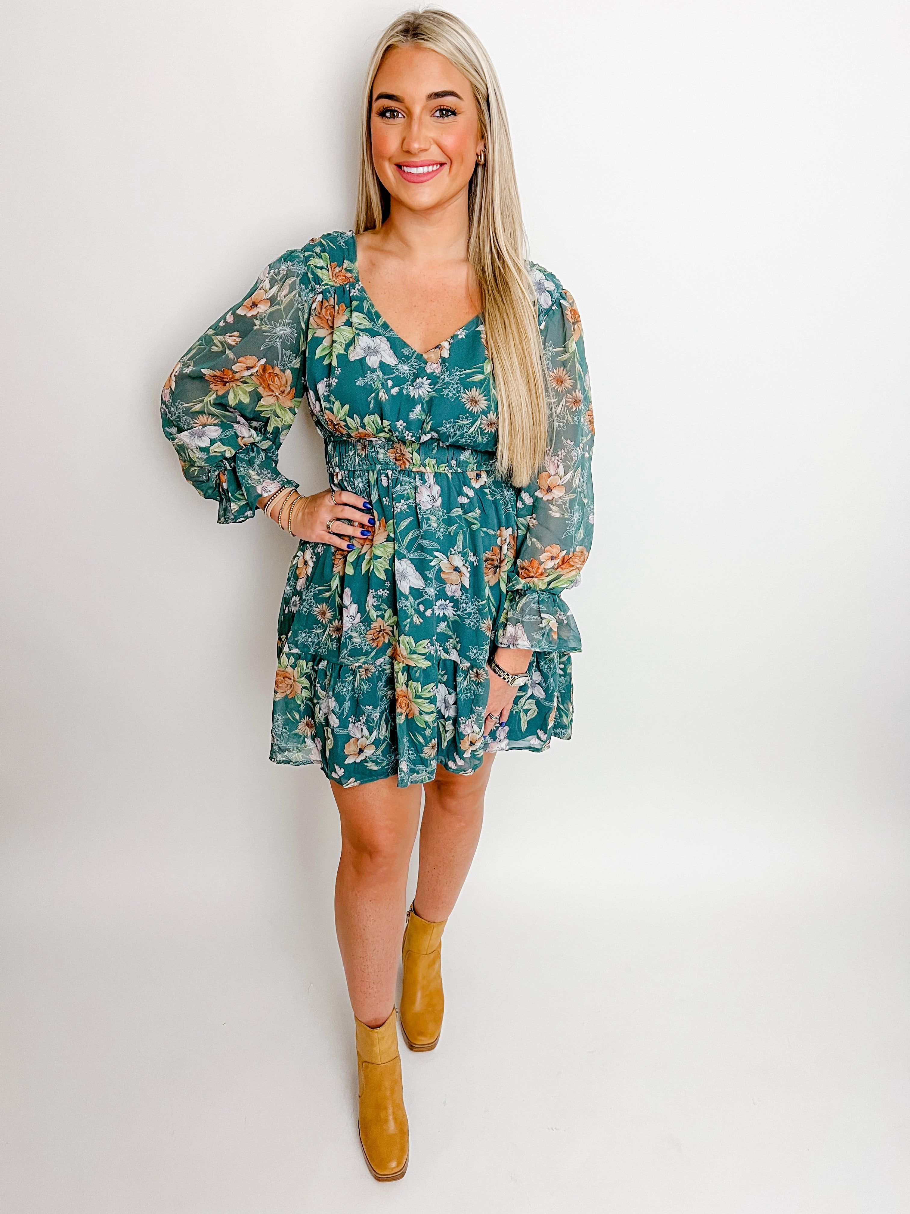 Marjorie Floral LS Mini Dress sold by Mimosa