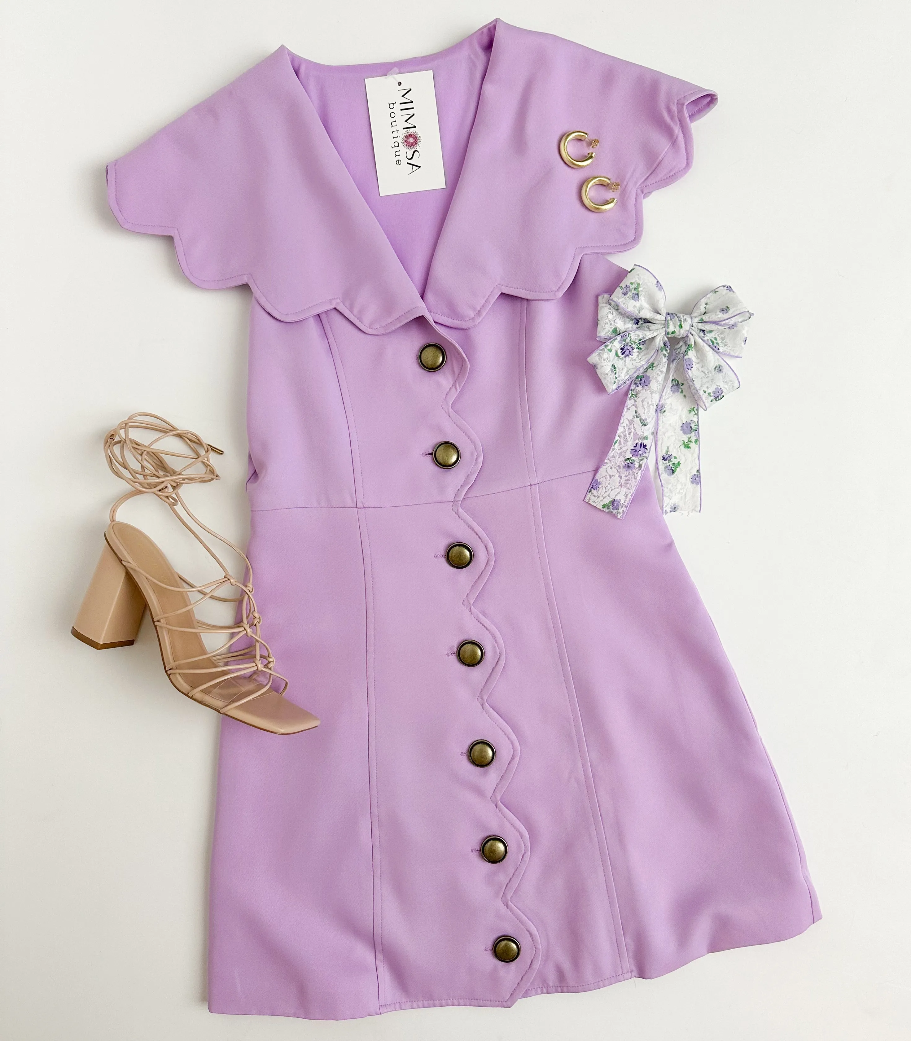 Seraphina Scallop Mini Dress sold by Mimosa