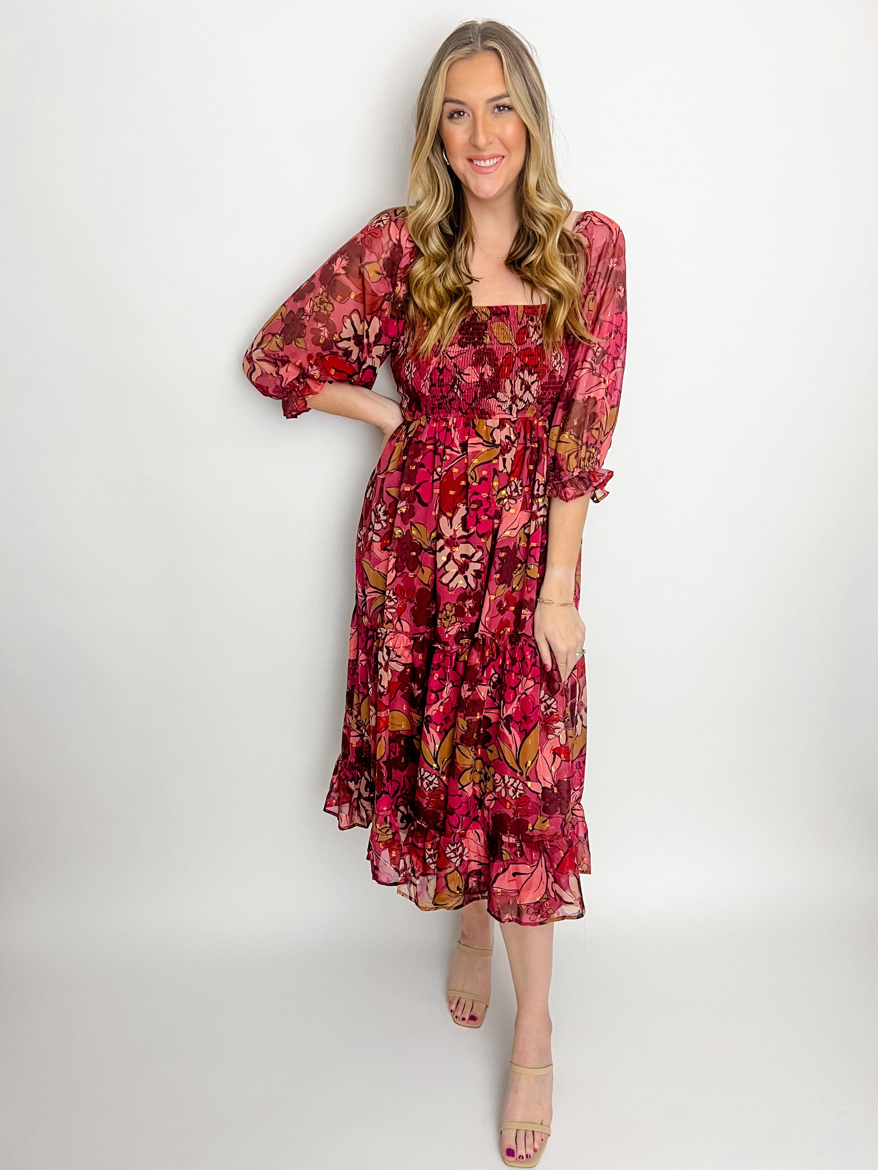 Cassandra Floral Midi Dress sold by Mimosa
