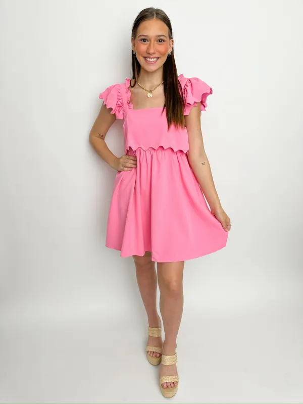 Daria Ruffle Sleeve Mini Dress sold by Mimosa