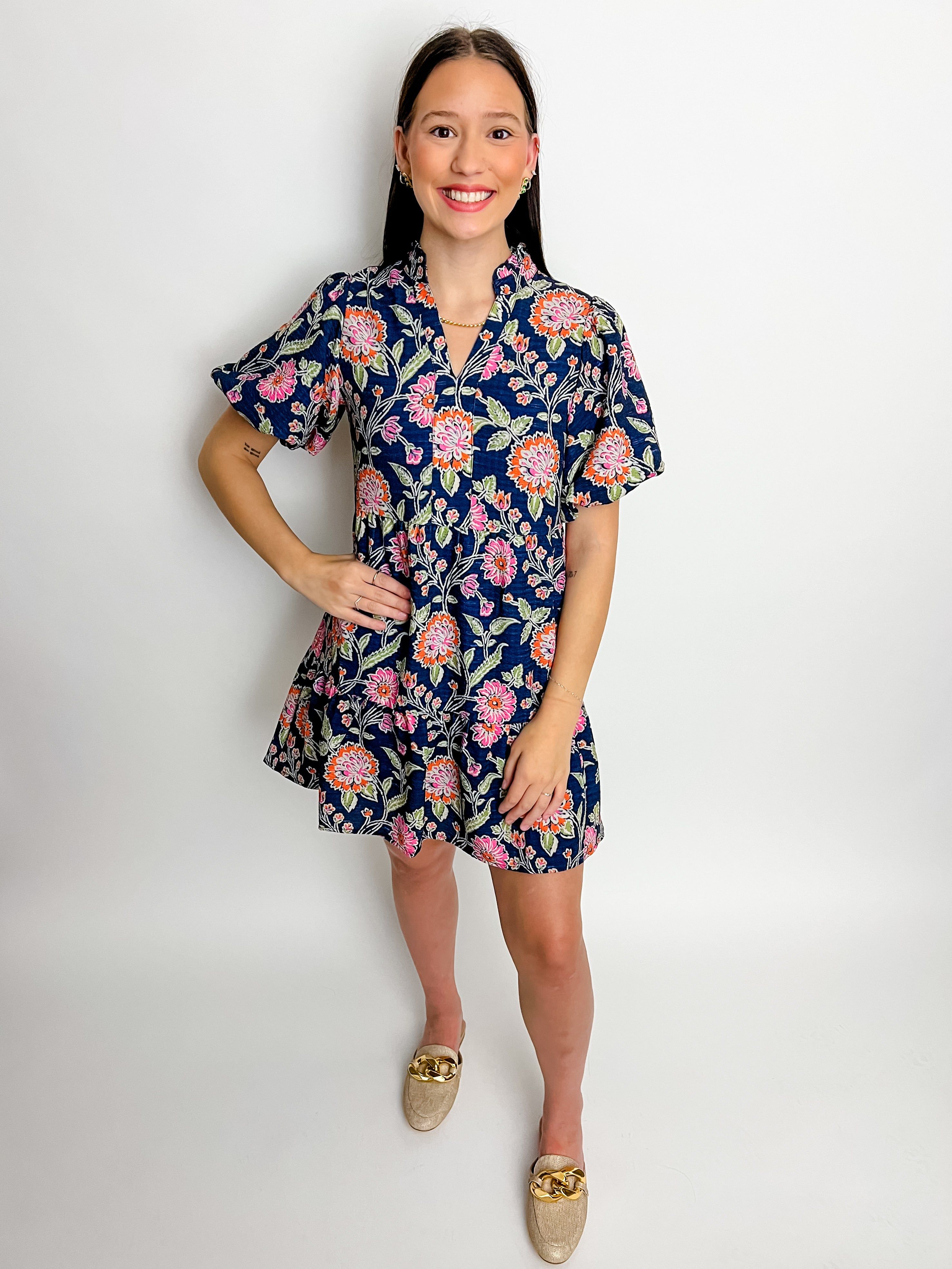 Chrysanthemum Puff Sleeve Mini Dress sold by Mimosa product image thumbnail 2