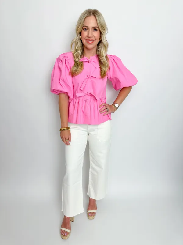 Pippa Bow Front Poplin Blouse sold by Mimosa