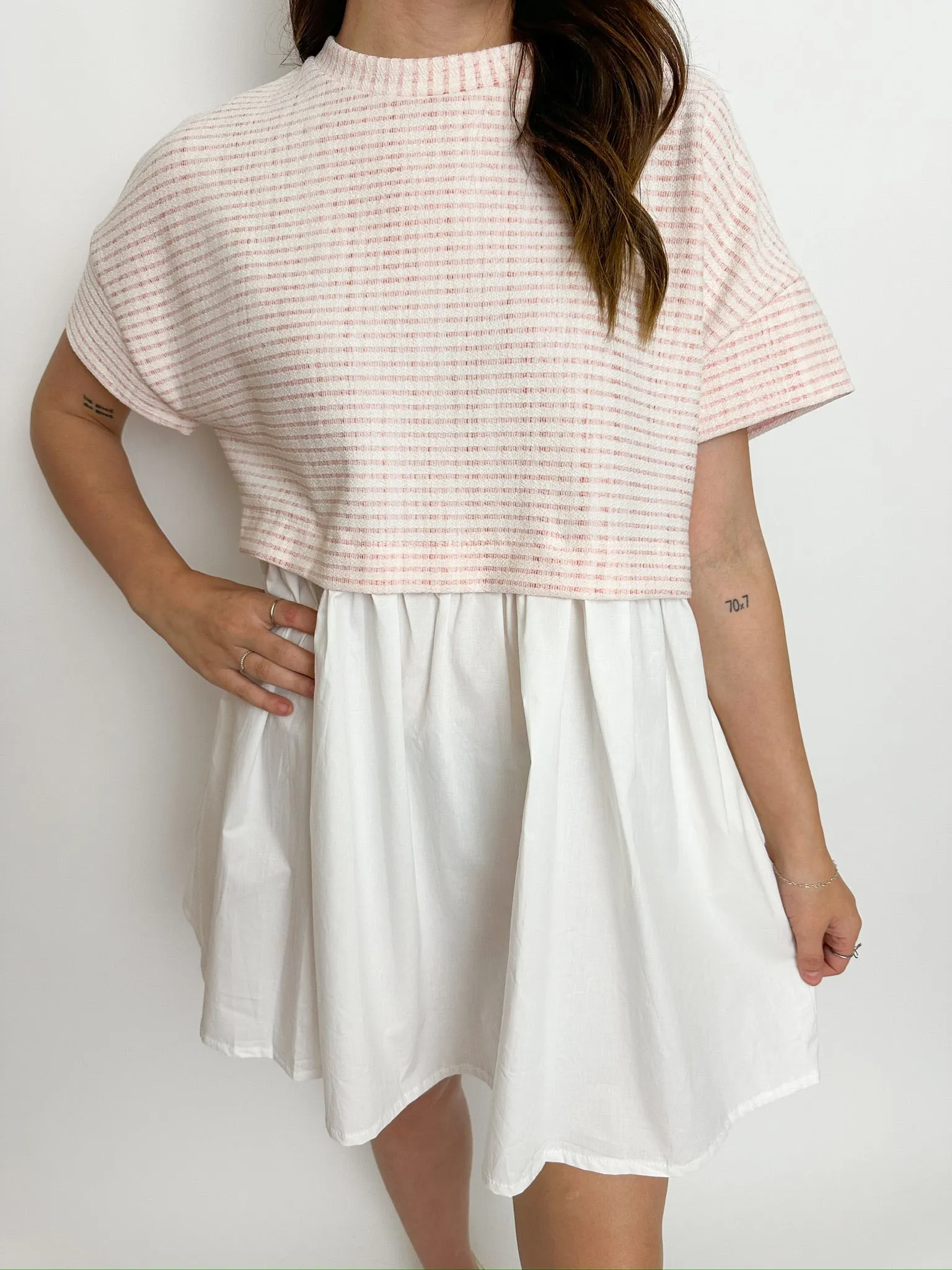 Stripe Top Contrast Poplin Mini Dress sold by Mimosa product image thumbnail 2
