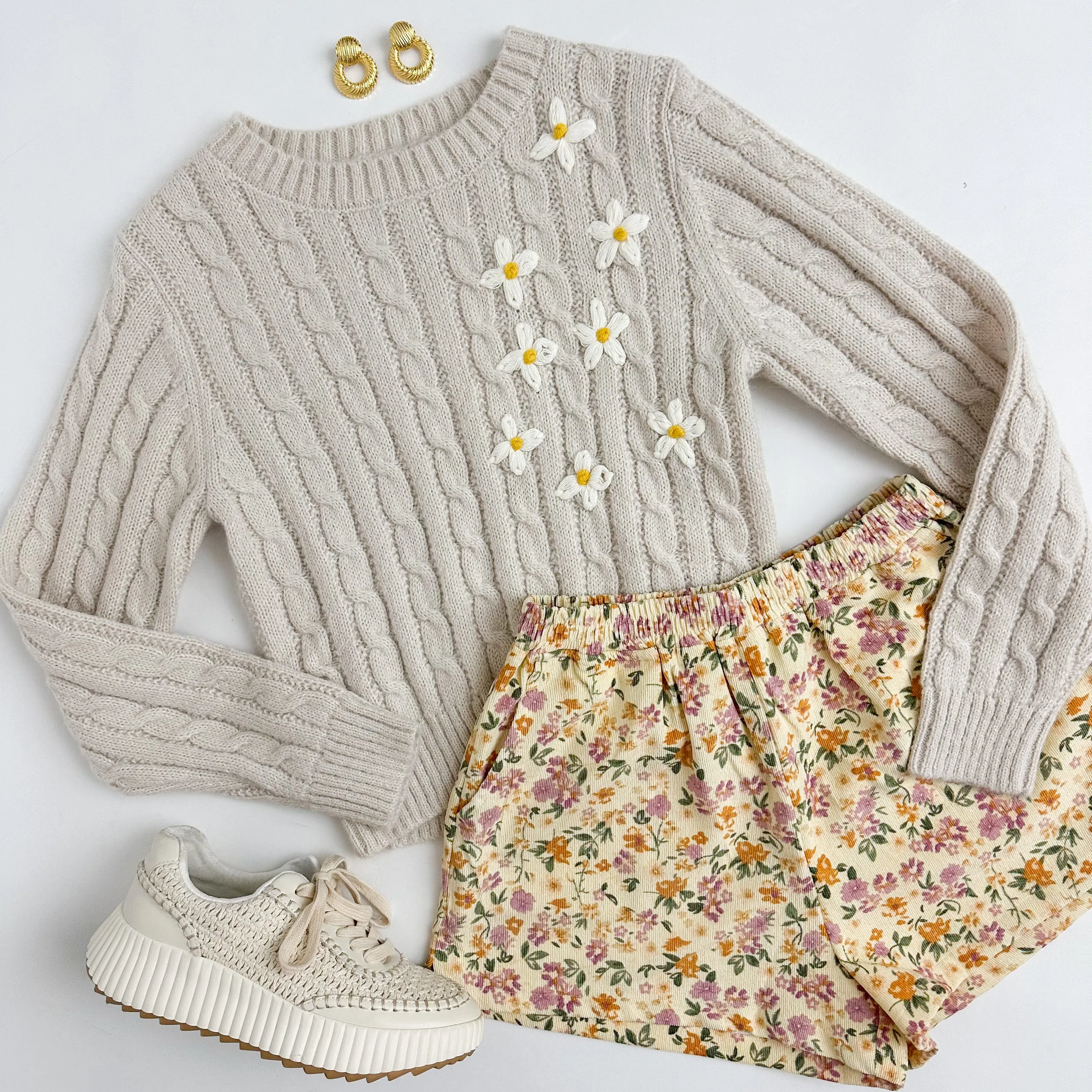 Lulu Embroidered Daisy Sweater sold by Mimosa
