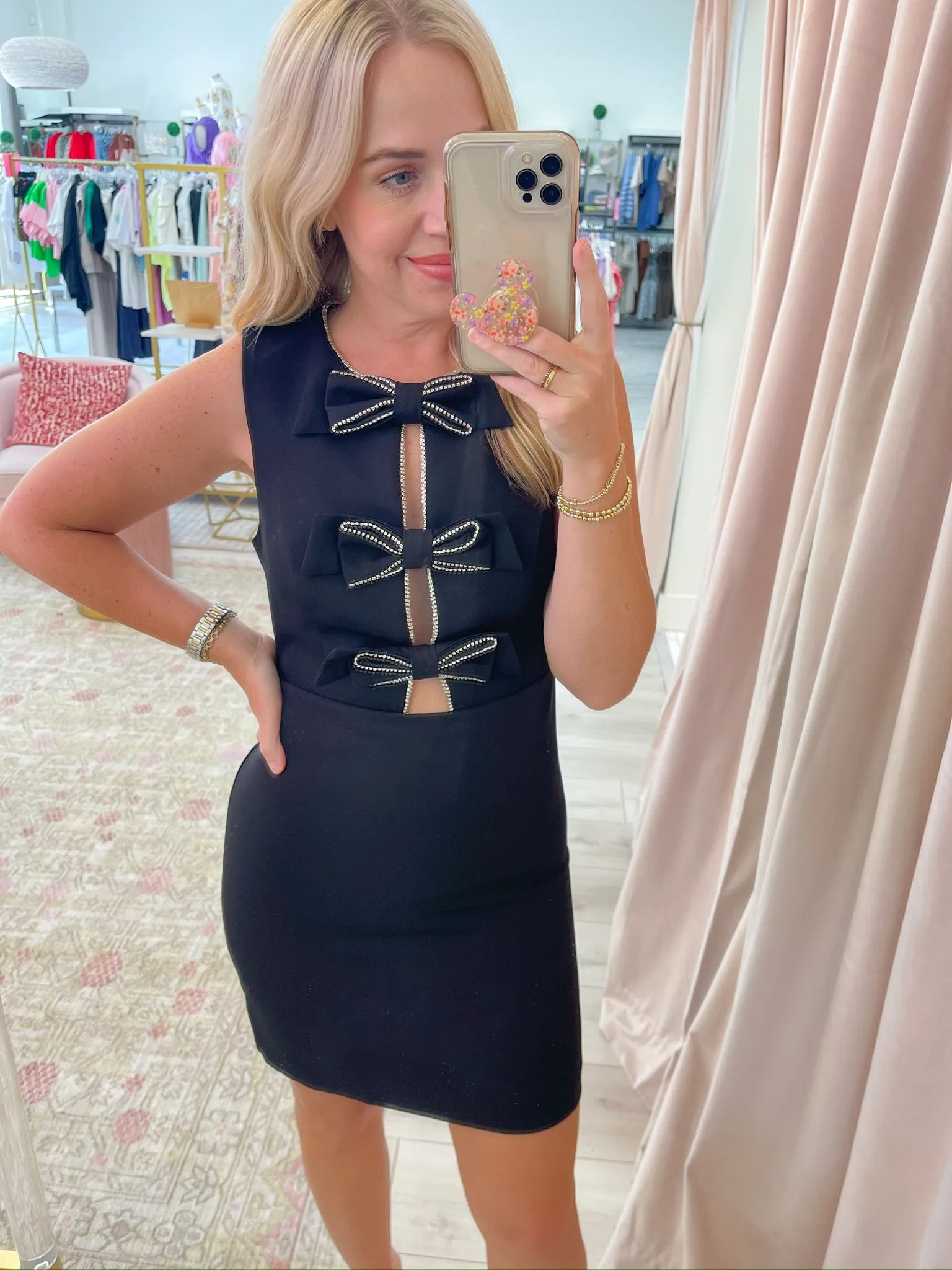 Adina Rhinestone Bow Mini Dress sold by Mimosa product image thumbnail 3