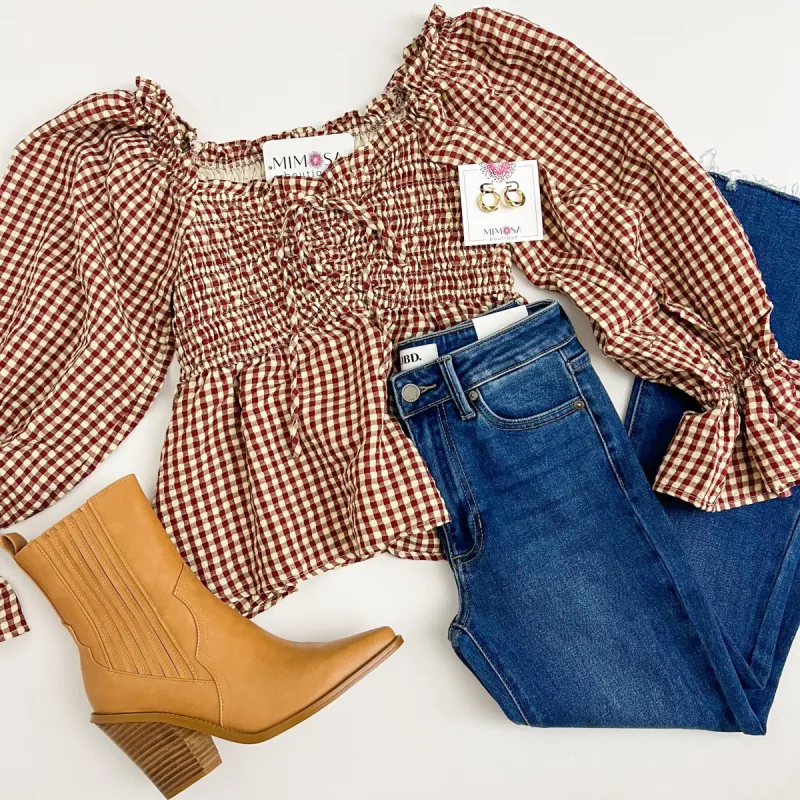 Hattie Gingham Blouse sold by Mimosa