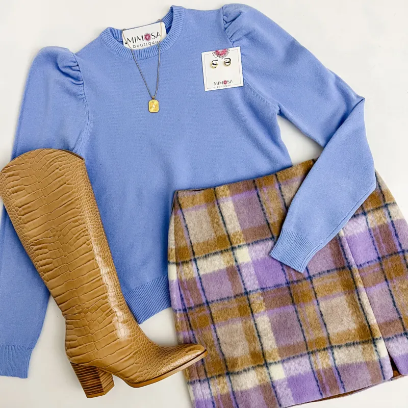 Puff Sleeve Solid Sweater Top sold by Mimosa