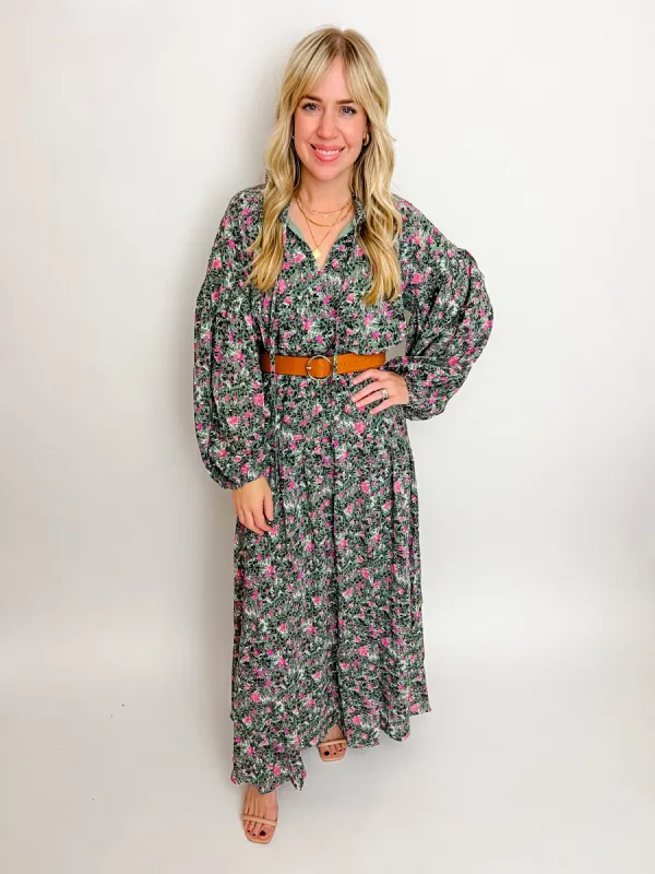 Deep Forest Floral Maxi Dress sold by Mimosa