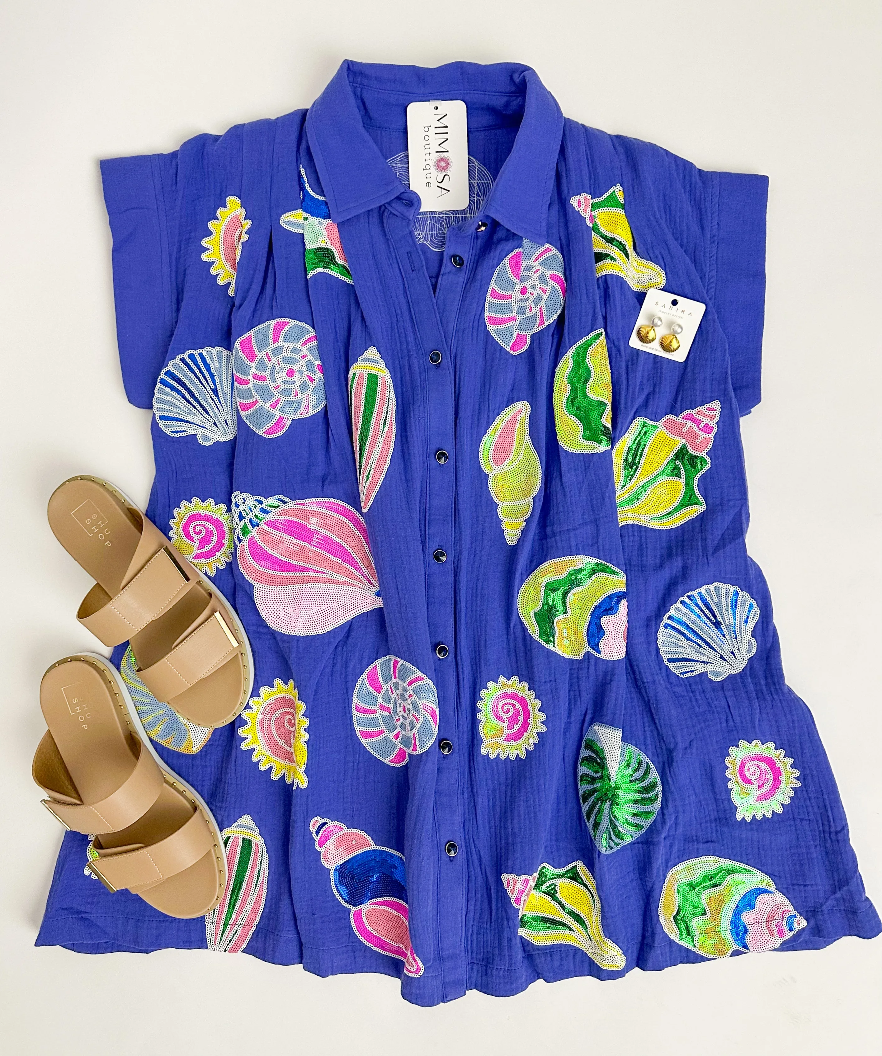 Gauze Colorblock Sequin Shell Dress sold by Mimosa