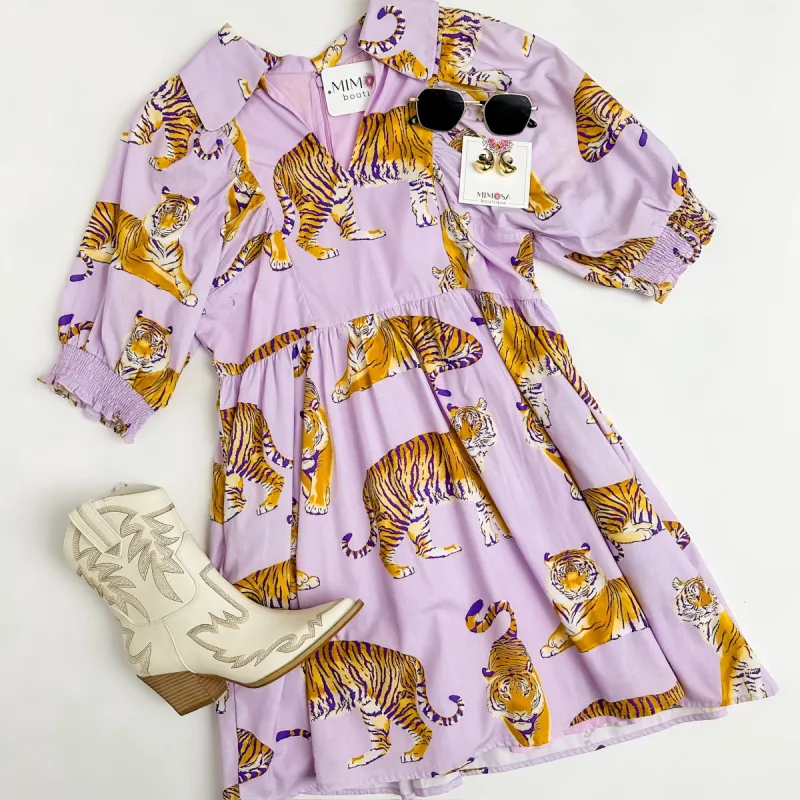 The LSU Tigers Poplin Dress sold by Mimosa