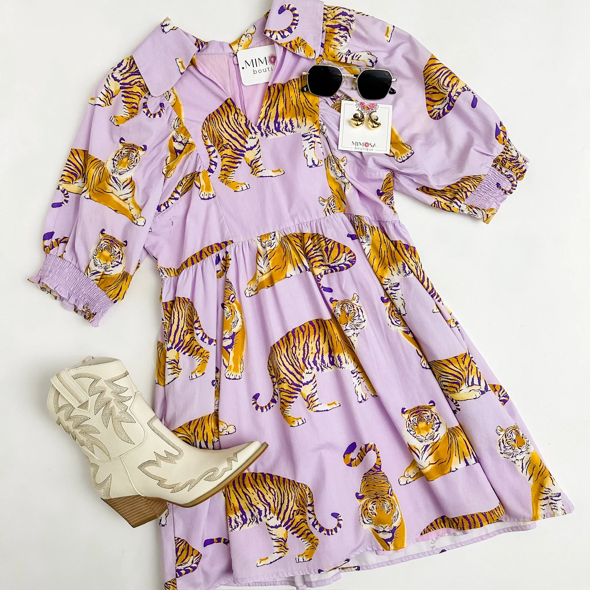 The LSU Tigers Poplin Dress sold by Mimosa