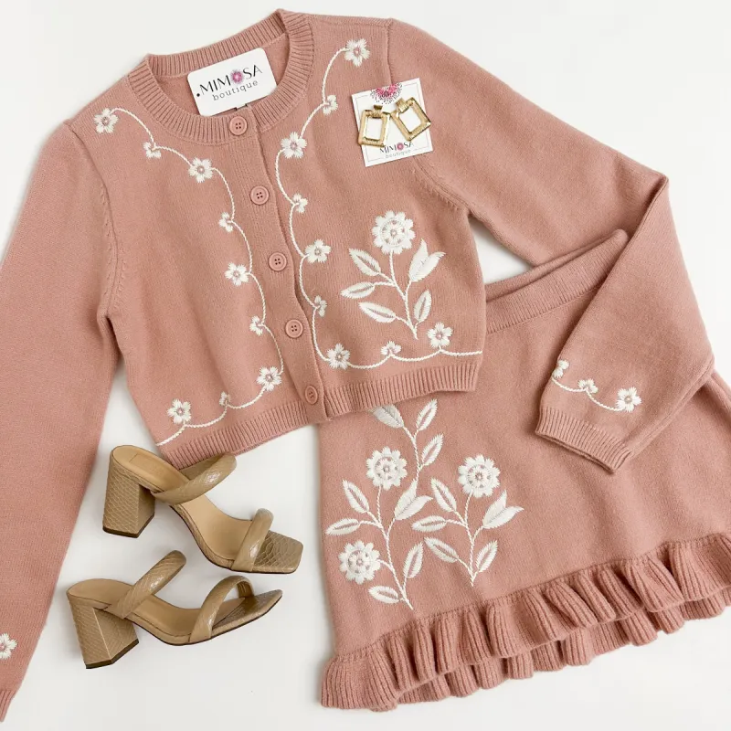 Flora Cardigan and Skirt Set sold by Mimosa
