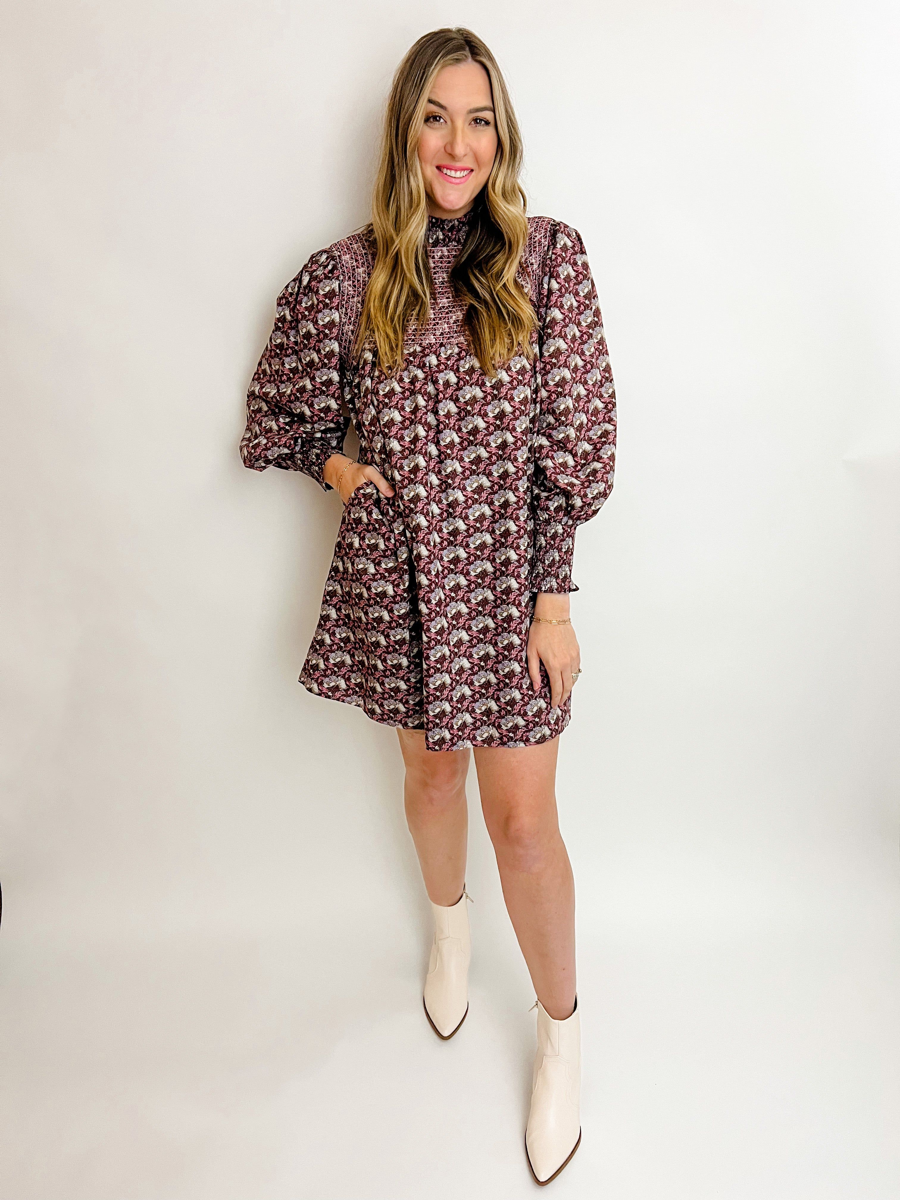 Annie Floating Floral Mini Dress sold by Mimosa