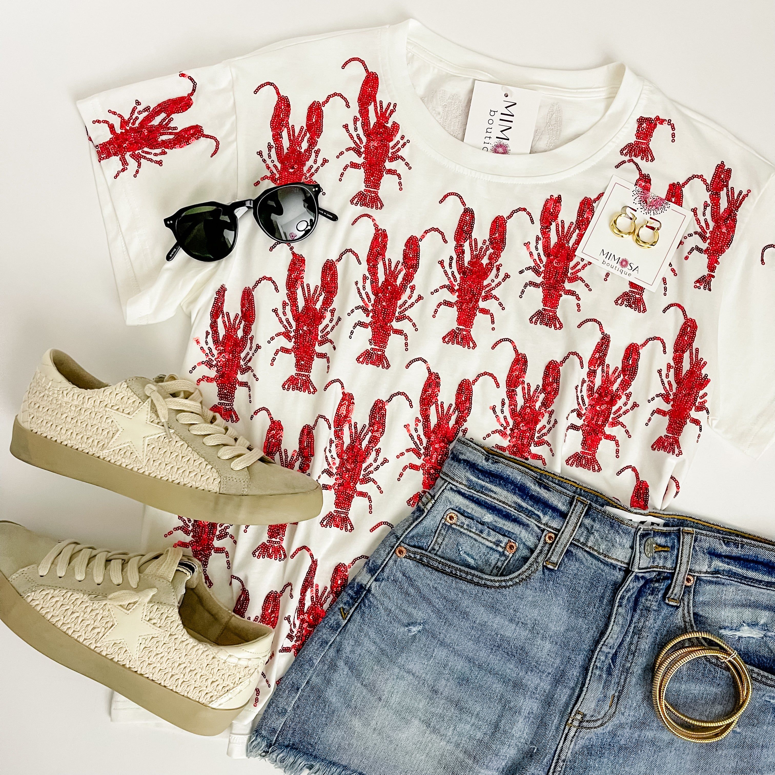 Scattered Crawfish Sequin Tee sold by Mimosa product image thumbnail 3