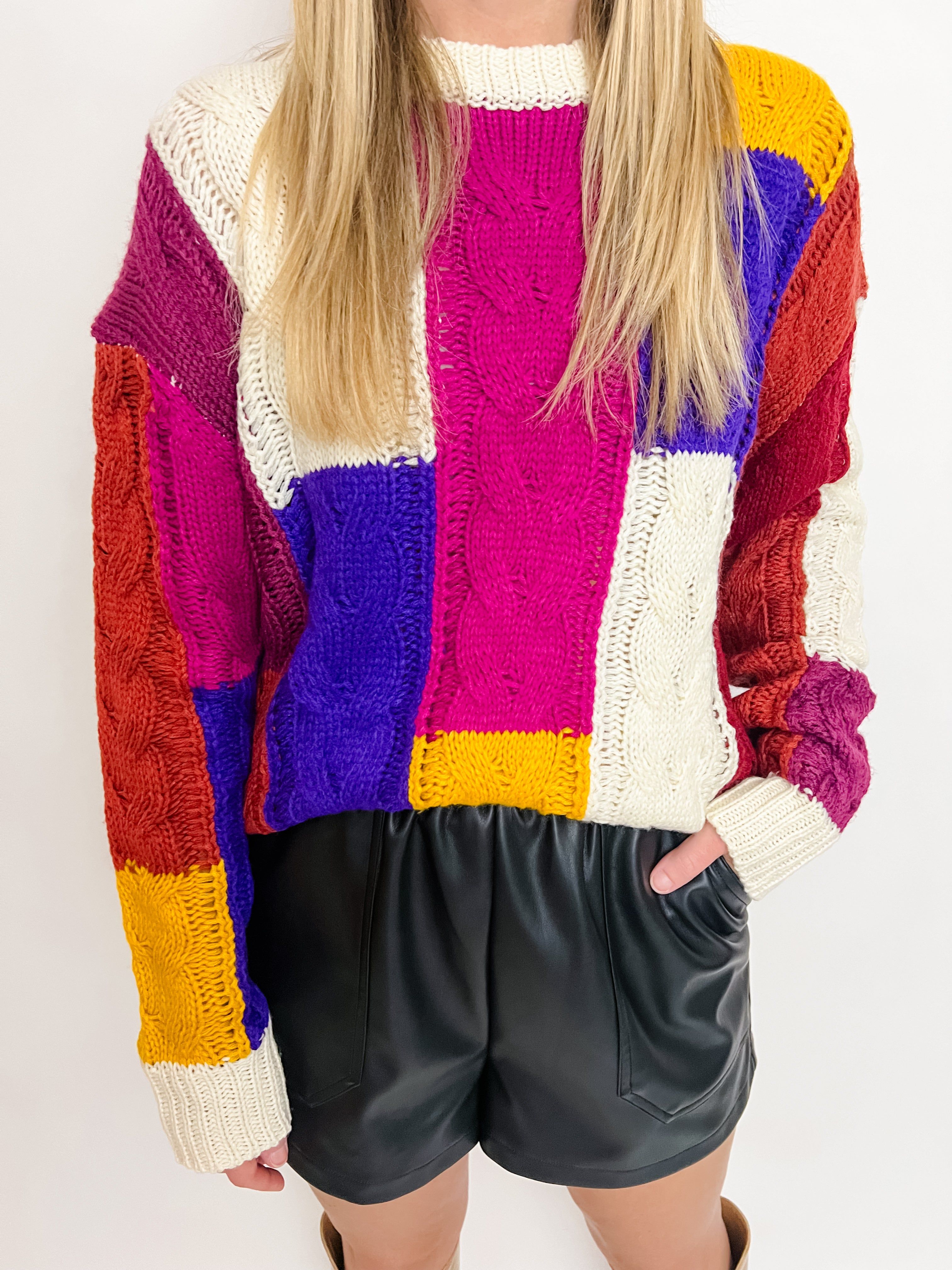 Colorblock Cable Knit Sweater sold by Mimosa product image thumbnail 5