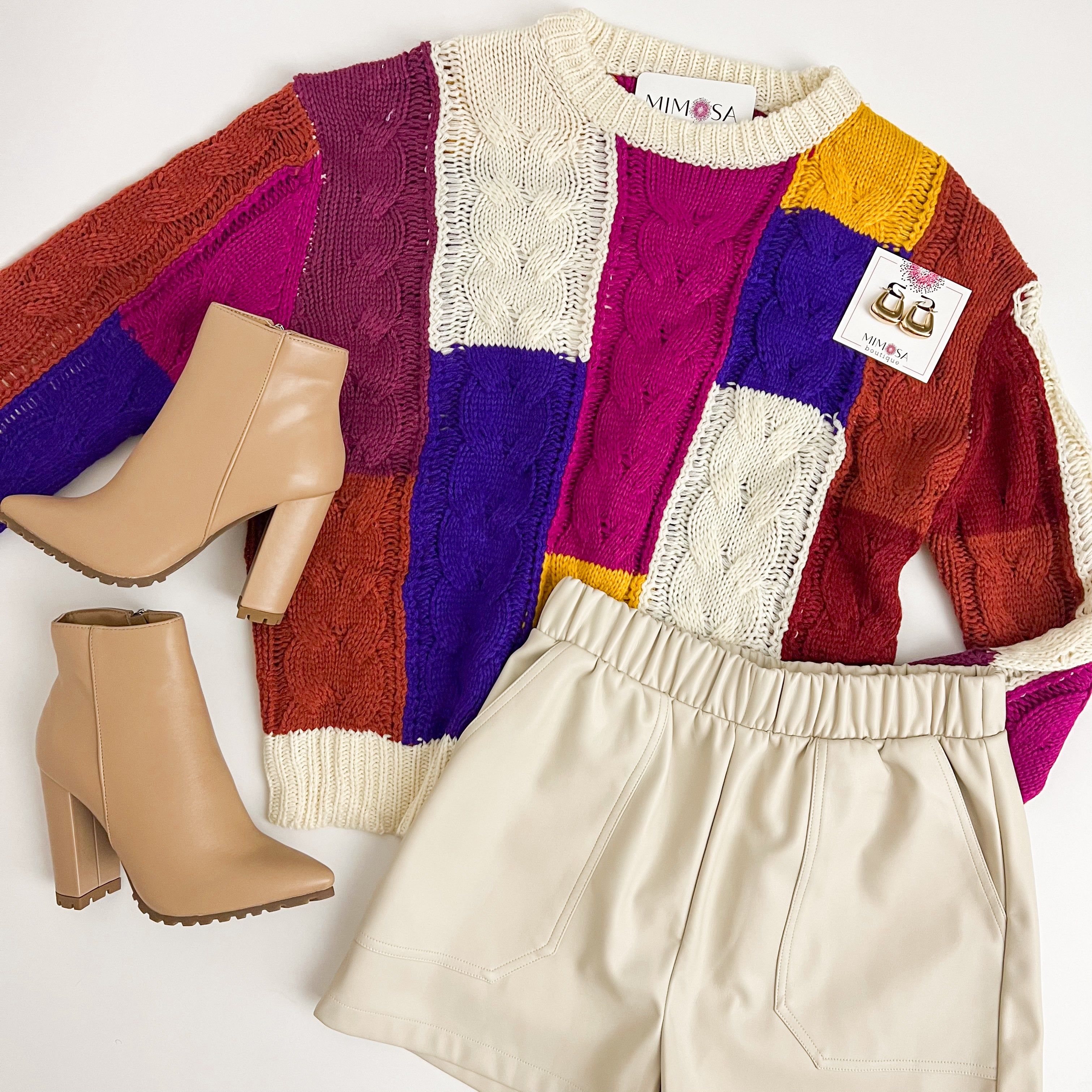 Colorblock Cable Knit Sweater sold by Mimosa product image thumbnail 2