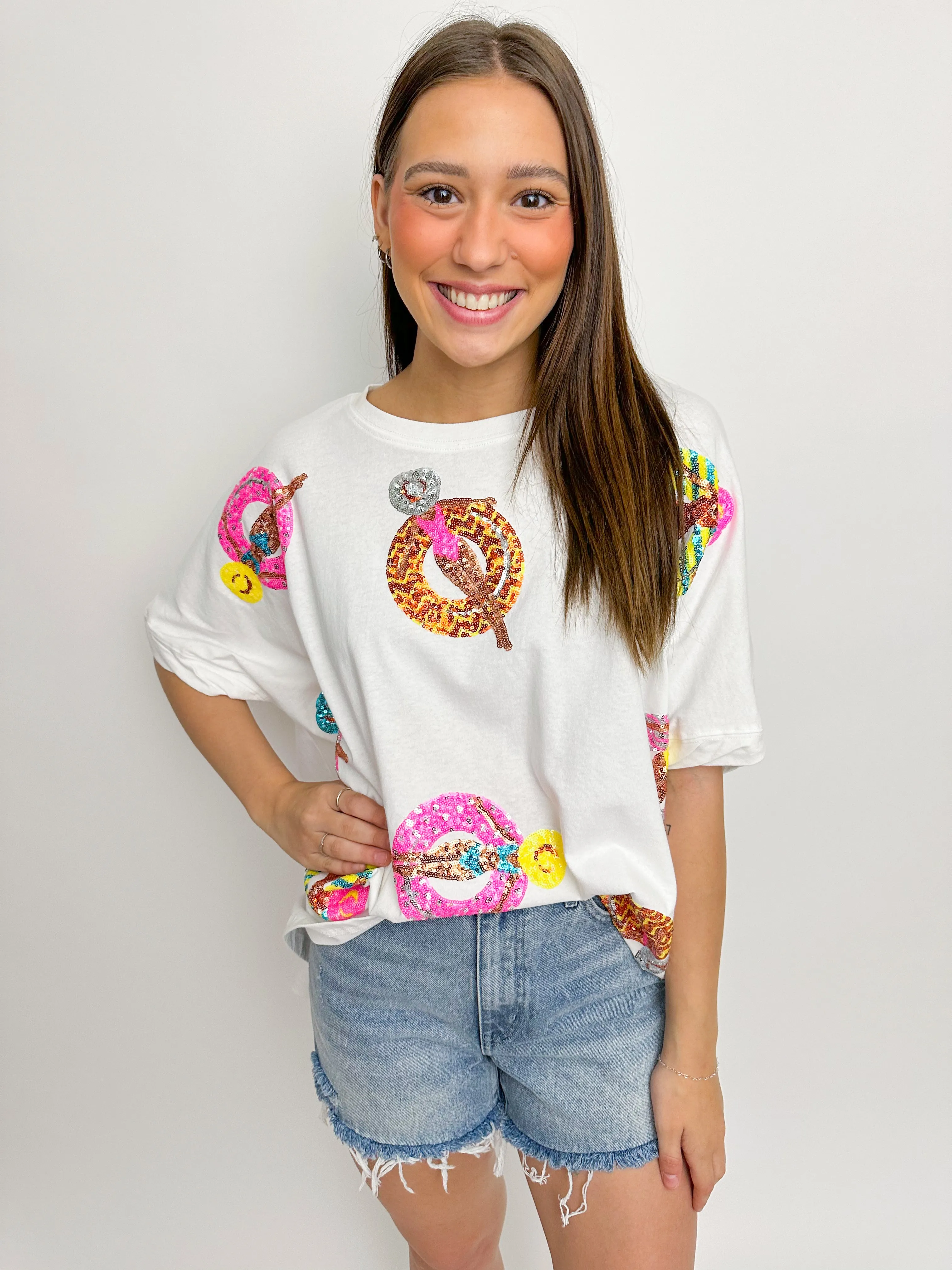 Oversized Sequin Pool Float Graphic Tee sold by Mimosa