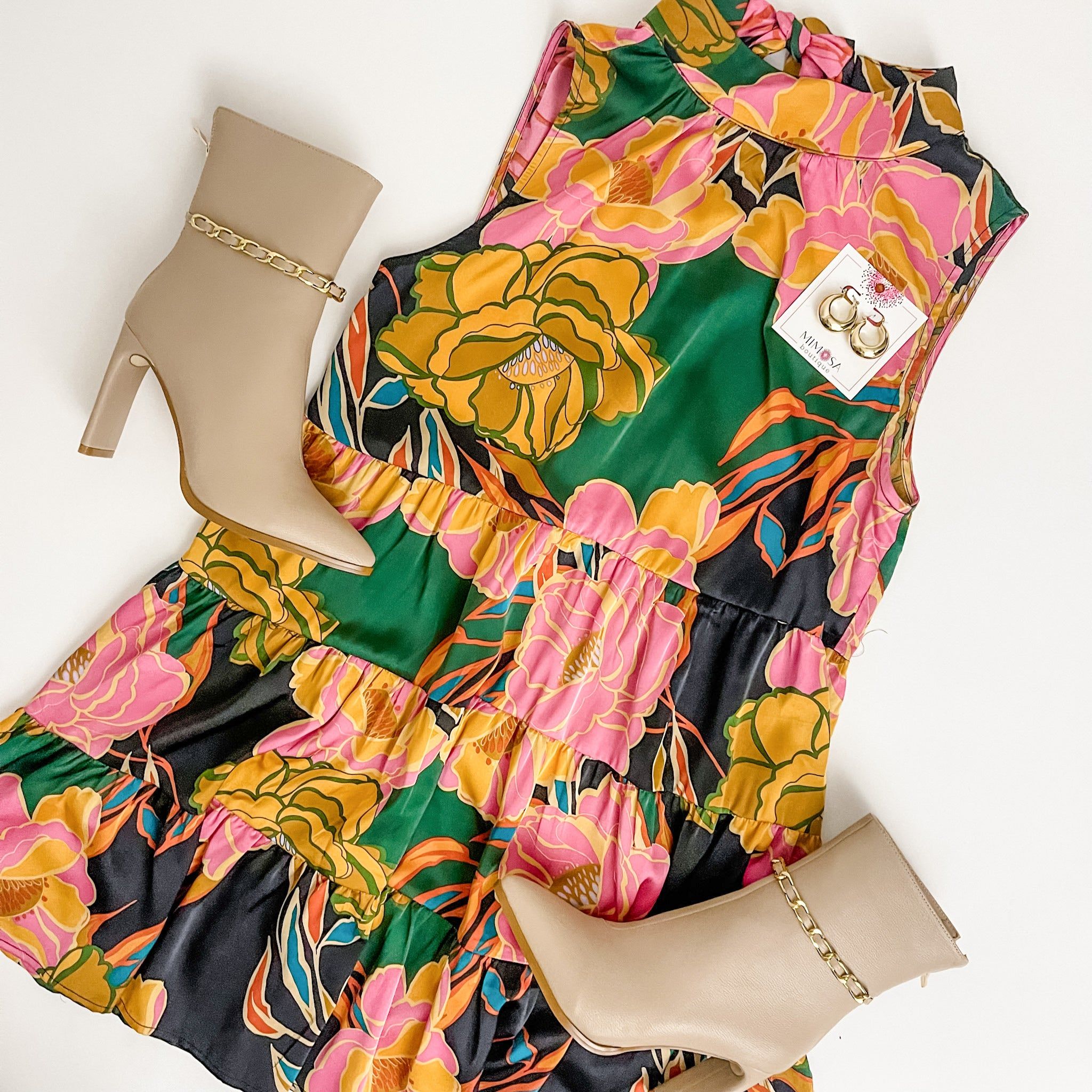 Honey Floral Tie Back Mini Dress sold by Mimosa