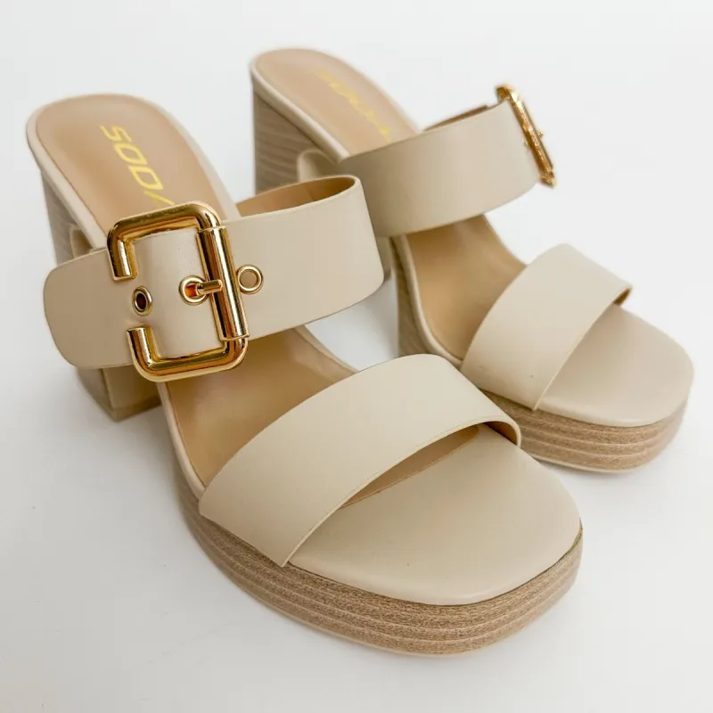 Charlie Buckle Stack Heel sold by Mimosa